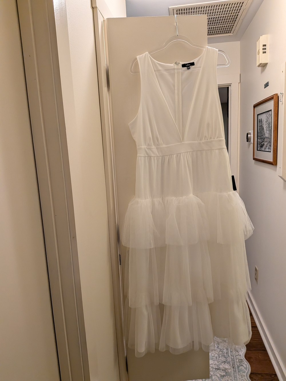 Lulu's White Tiered V-Neck Maxi Dress XL Wedding Engagement Bridal Shower